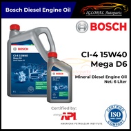 Bosch Mega D6 15W40 API CI-4 Mineral Diesel Engine Oil (6L/1L)