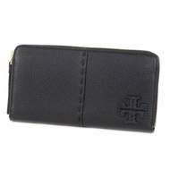 快速出貨！【TORY BURCH】縫線ㄇ型拉鍊長夾-黑色