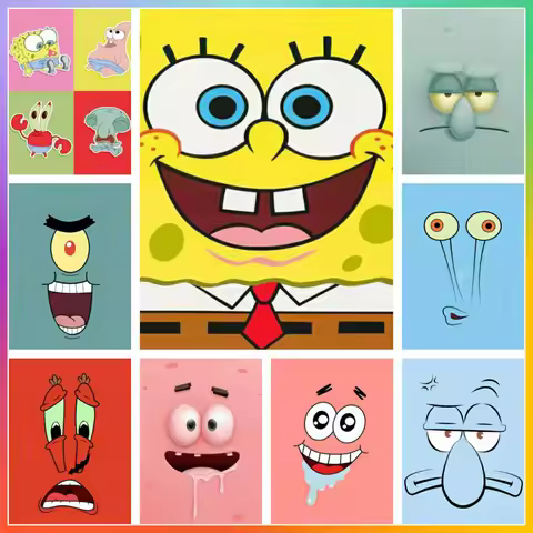 Sponge and Bobs Cartoon Cute Diamond Painting Element Full Cross Stitch Kit Mosaic 5D DIY Art House 
