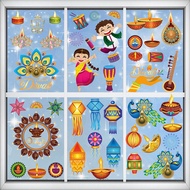 Multi Style Set Diwali Electrostatic Window Sticker Happy Diwali 2023 Deepavali Decor Festival Window Glass Decoration Sticker Gift