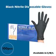 [LOBANG SALES] Black Nitrile Disposable Gloves 100 pieces 100% latex free-made powder- free nitrile Protects against a wide variety of chemicals