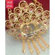 🧿 Impon Dancing Peacock 🦚 Pendent with parupu chain"30inch gold plated  ( not916) 🚫 bukan emas