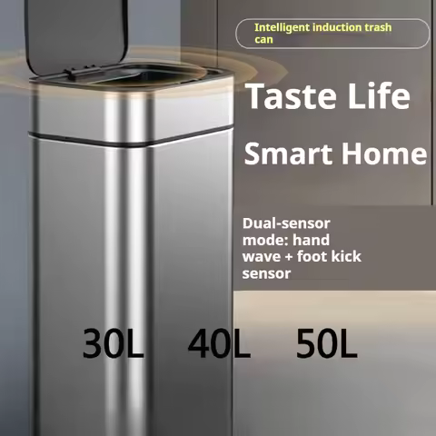 30L 40L 50L Stainless Steel Automatic Motion Sensor Trash Can Touchless Kitchen Office Commercial Wh