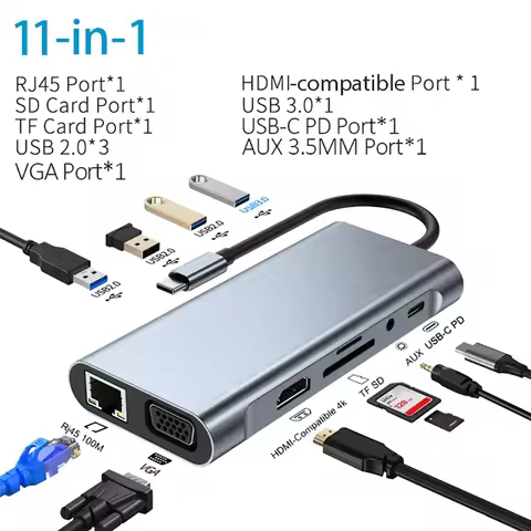 USB C Hub Type-C Splitter Thunderbolt 3 Docking Station Laptop Adapter Compatible with MacBook Air M