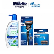[Super Cool Grooming Kit] Gillette Fusion Proglide Razor 1S+2S Cart Refill + H&S Anti Dandruff Shamp