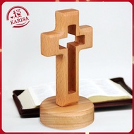 Wooden Standing Cross Christian Cross Ornament Table Altar Cross for Religious Home Decor