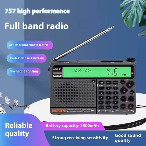 Hanrongda Radio FM with Bluetooth for HRD-757, a full-band device featuring two IPS screens and an A