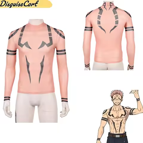 Ryomen Sukuna Tattoo Print Shirt Adult Anime Clothing Long-Sleeved Tops Outfits Halloween Carnival C