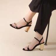 5, 7 inch high heels with copper buckle and LT velvet heels