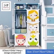 Lightweight Cartoon Wardrobe Almari Baju Plastik Plastic Closet For Kid Baby Cupboard Dust-proof Storage Cabinet