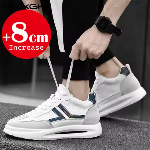 Men's Inner Heightening Shoes Leather Sports Casual Shoes Invisible Height Increasing Shoes Men Spor