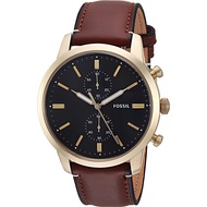 FOSSIL FS5338 Men's Analog Watch Townsman Chronograph 44mm Leather Strap Black Brown *Original