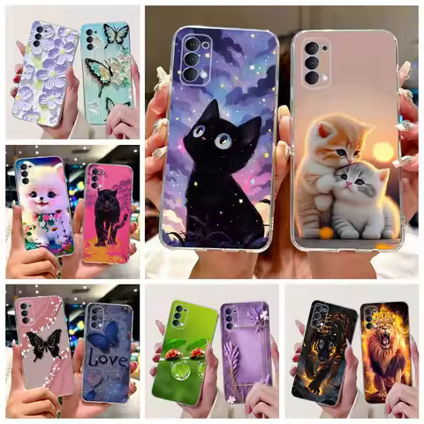 For Oppo Reno4 Pro 4G Case CPH2109 Cute Cat Painted Cover Soft Slim Phone Case For Oppo Reno 4 Pro R
