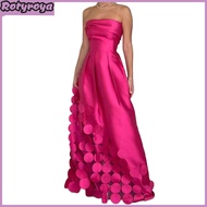 Evening Dress Hollow Out Round Satin Off-Shoulder Sleeveless Waist-Hugging Dress Summer Prom Wedding