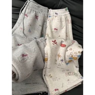 Women Cute Cat Print Long Straight Pants Fashion Loose Casual Pants