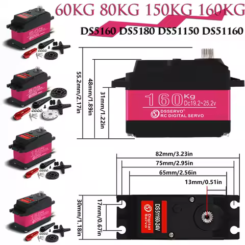 60KG 80KG 150KG 160KG DS51160-24V Digital Servo for RC Model Drone FPV Redcat HPI Baja 5B SS RC serv