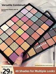 MONLEYTA | Utopia 40 Colors Eyeshadow Palette Glowing Earth Tone Beginner Makeup Palette Highlightin