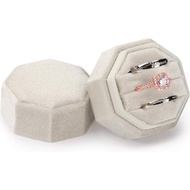 Velvet Ring Box 3 Slots, Premium Jewelry Ring Storage Gift Box Vintage Ring Display Holder Case for 