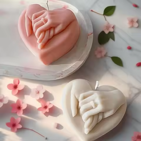 2PCS Romantic Valentine's Day Love Candle Mold DIY Couple Hand in Hand Proposal Homemade Soap Weddin