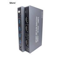 2ports 8K DP KVM Switch 4 USB 3.0 4K120Hz 1080p240Hz DisplayPort for PC Mouse Keyboard TV Monitor