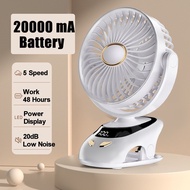 Mini Portable Clip Fan 24000mAh, Rechargeable USB Fan, Noise Reduction, Clip Fan Portable Cart Fan w