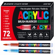 60/72 Colors Acrylic Marker Pen for Rock Painting, Brush Tip Paint Markers, Art Supplies Fabric Fabr