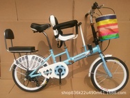 Foldable Bicycle จักรยาน จักรยานพับได้ 3เบาะ ขนาด 20 นิ้ว มีที่นั่งสำหรับเด็กด้านหน้า เฟรมเหล็ก Hi-ten รับน้ำหนักได้ 150 กิโลกรัม  CJ