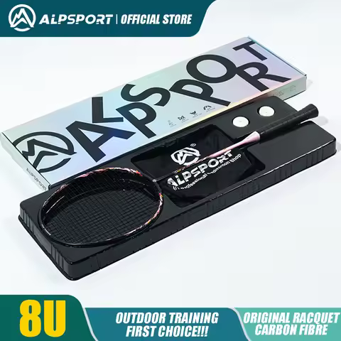 ALPSPORT AIR-FOX 8U Badminton Racket G6 Ultralight 62g T800 Carbon Fiber Max 30 Lbs Black Racket Who