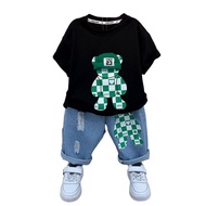 Boy Baby Handsome Clothes Little Children Handsome Short Sleeve Set