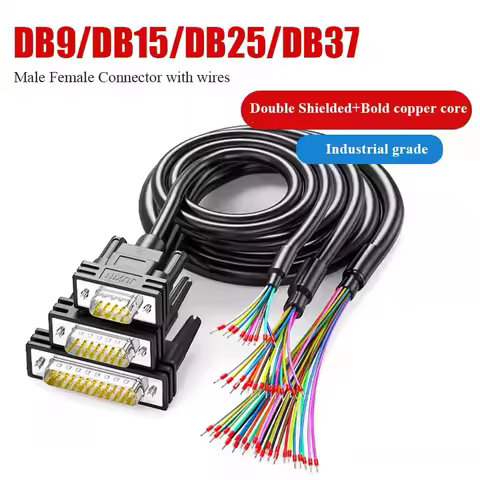 DB9 DB15 DB25 DB37 Male Female Connector Wire Industrial 9/15/25/37Pin Terminal Line Shielded DB 9 1
