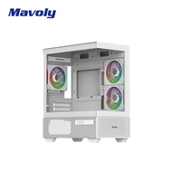 Mavoly 松聖 4070+ 白 全景玻璃機殼 (M-ATX/Type-C/內建風扇側2後1/無A柱/顯卡345mm/塔散165mm)