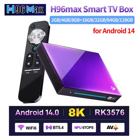 H96 MAX M9 AI Android 14 TV BOX NPU 6TOPS Rockchip RK3576 8-Core 2.4G 5G Wifi6 BT5.4 1000M LAN 8K 4K