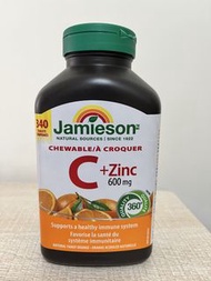 Jamieson Vitamin C 500 mg + Zinc Chewable Tablets (340 Count) 加拿大 Jamieson 健美生 維他命C+鋅 咀嚼片 340粒大容量裝