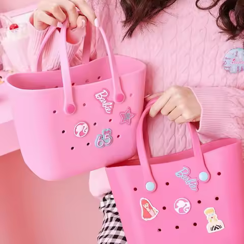 MINISO Barbie Sunlight Shining Series Tote Bag Portable Lunch Bag Cute Hollow Design Handbag Women C