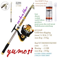 set joran pancing antena max drag 20 Kg EK5000 reel Yumoshi drag 20 Kg