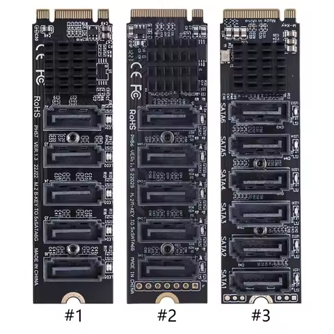 M.2 MKEY PCI-E Riser Card 5/6 Port Adapter Card M.2 To SATA 3.0 Converter NVME To SATA SATA3.0 Adapt