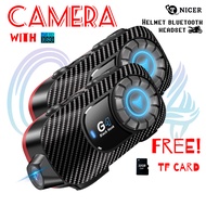Tnicer G4 Helmet Bluetooth Headset With Camera, WiFi Recording Intercom, Helmet Bluetooth Intercom, 