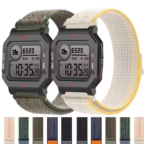 22mm 20mm Embroidery Nylon Loop For Amazfit Neo/Active Max 3 2/Bip 6 5 3/GTR 42MM 47MM/GTS 4 3 2 /Ba