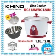 ** Free Shipping Free Bubble Wrap ** KHIND RC118M 1.8L / RC128M 2.8L ANSHIN RICE COOKER WITH STAINLESS STEEL INNER POT