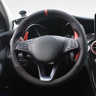 Black Suede Genuine Leather Car Steering Wheel Cover For Mercedes-Benz C180 C200 W205 C300 B200