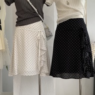Ruffled Polka Dot Skirt Women Summer A-Line All-Match Slimmer Look Atmosphere Mid-Skirt 77