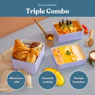 SWANZ Revo Container Triple - Ceramic Coating, Lunch Box, Oven, Steam, Microwaveable Non Stick Fryin