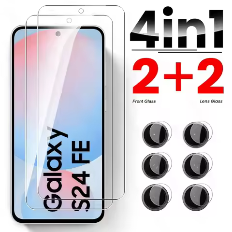 4 In 1 Protective Glass Case For Samsung Galaxy S24 FE/S25 FE 5G Camera Lens Screen Protector On Sum