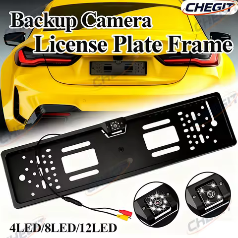 Auto European License Plate Frame Backup Camera with Reversing Radar System Parking Sensor 8LED/12 L
