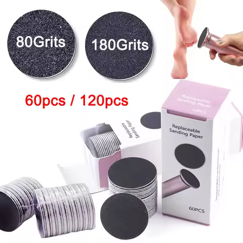 60/120Pcs Replacement Sandpaper Pad Disks Foot Dead Skin Remover Abrasive Paper Pedicure Discs Sandi