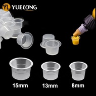 100/500/1000pcs S/m/l Cawan Dakwat Tatu Pakai Plastik Solek Pigmen Kekal Pemegang Jelas Penutup Beka