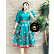 DRESS BATIK PREMIUM AMARA KODE JW09 LAPIS TRIKOT GAUN KANTOR GAUN GEREJA