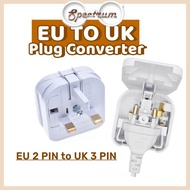 (1 PCS) EU To UK Travel Power Converter EURO 2 Pin Plug To UK 3 Pin Plug FUSED Open Cap Top Socket A