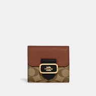 C0ACH Small Morgan Wallet In Colorblock Signature Canvas in Khaki Multi (CF472)