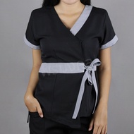 ชุดสกาล่าดำผูกข้าง มีทั้งแบบกางเกงขาสั้น ขายาว ชุดพนักงานสปา ชุดสปา ชุดไทย ชุดพนักงานโรงแรม ชุดพนักง